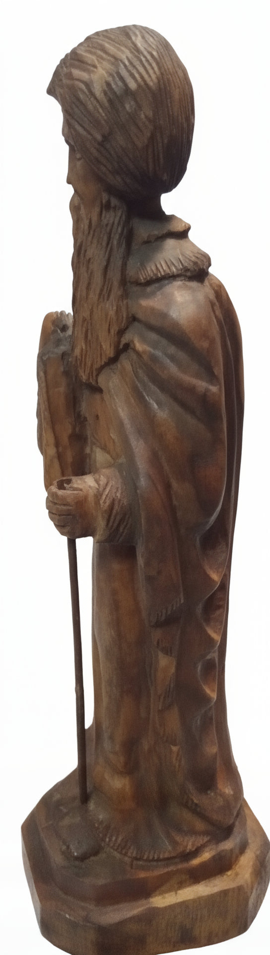 Sacred Journey: Vintage Hand-Carved Olive Wood Moses Statue (Approx. 10") - Holy Land Religious Art