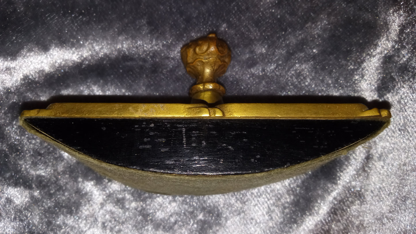Antique Ornate Brass Ink Blotter Wooden Curved Bottom Highly Detailed