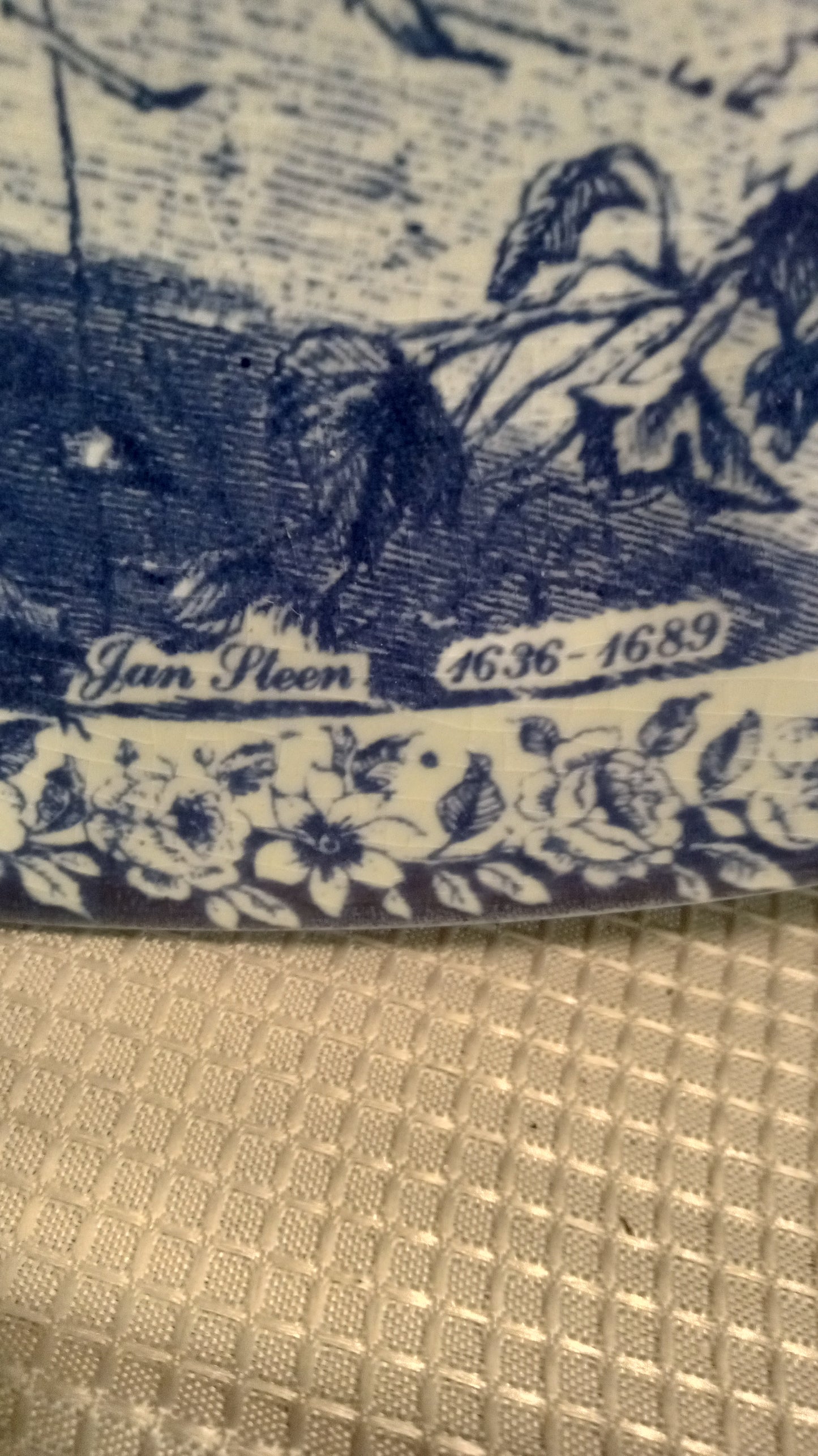 RARE Oversized 11.5" Delfts Blauw Charger Plate - Handpainted Dutch 'Merrymaking' Scene with Dancing Dog!