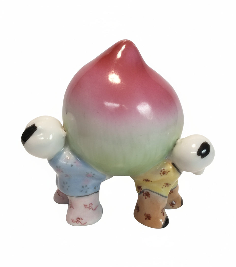 Chinese Porcelain Figurine by Andrea by Sadek depicts 3 boys holding a Longevity Peach 🍑