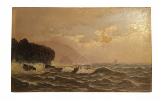 1920s Oregon Coastline Oil Painting | Portland Canvas Stamp Reed