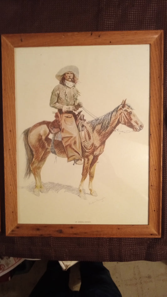 Complete Set of 3 FREDERIC REMINGTON Prints: A Sioux Chief, Arizona Cowboy, Old Ramon | Framed, Glass, Perfect Condition