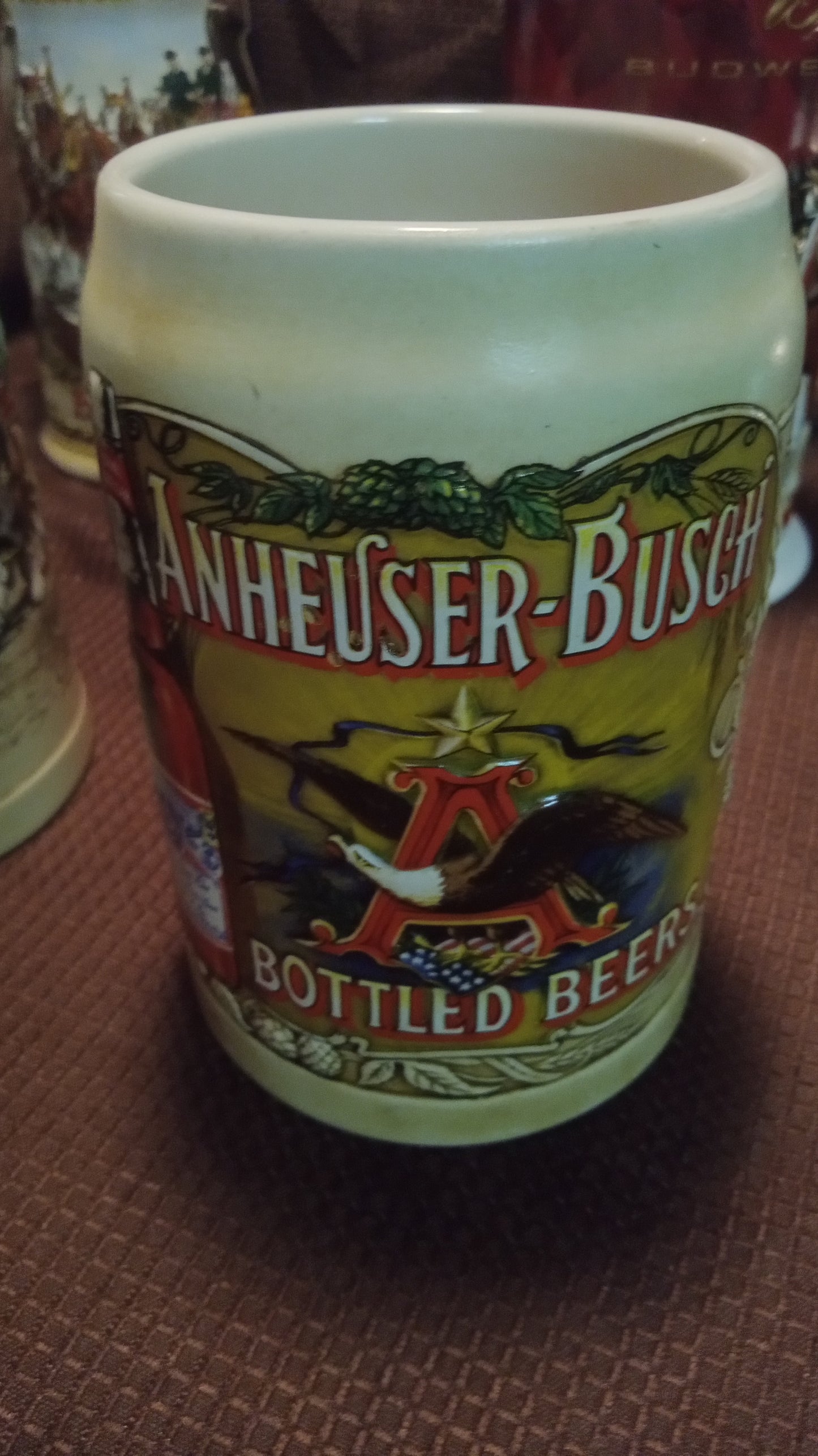 Lot of 6 Mint Budweiser Beer Steins (No Box) – 1992 Oktoberfest, 2004 Holiday Clydesdales, Vintage Ceramarte Collection