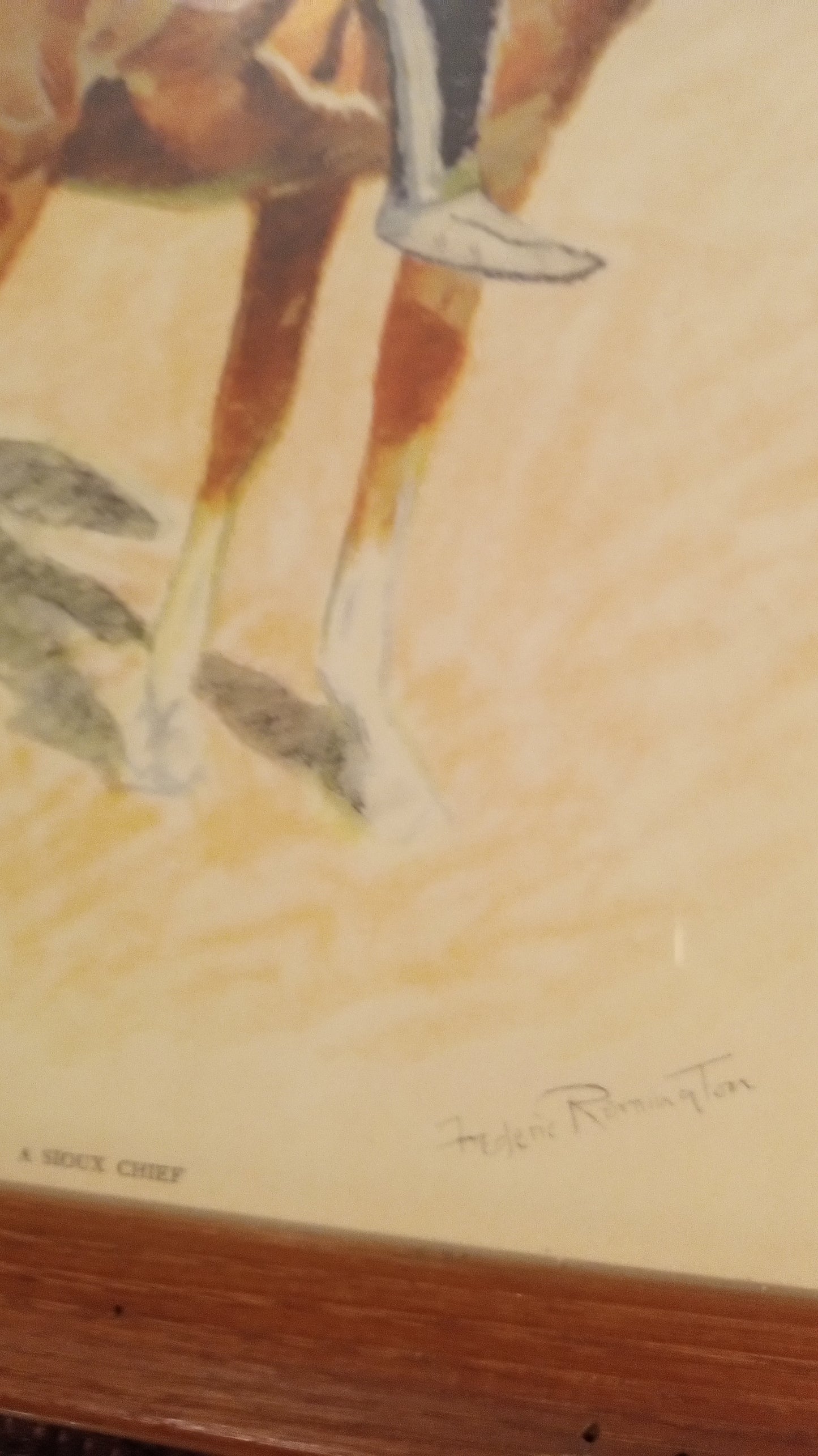 Complete Set of 3 FREDERIC REMINGTON Prints: A Sioux Chief, Arizona Cowboy, Old Ramon | Framed, Glass, Perfect Condition