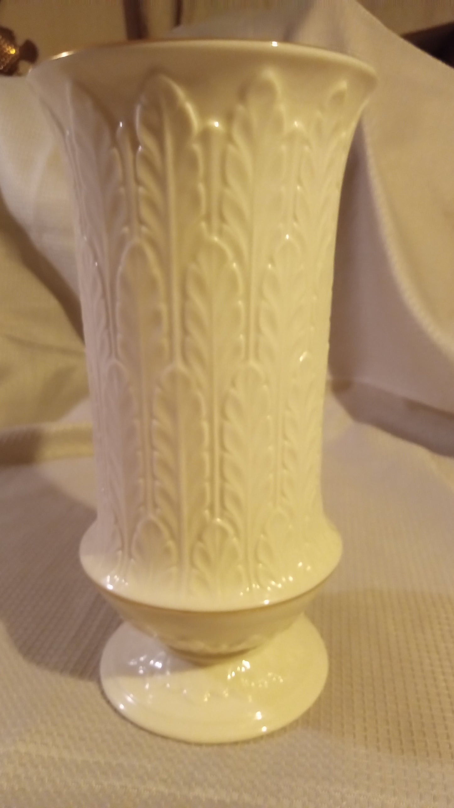Monumental Lenox Ivory China 24K Gold 12+" Vase | Mint Perfect USA Acanthus Leaf Urn