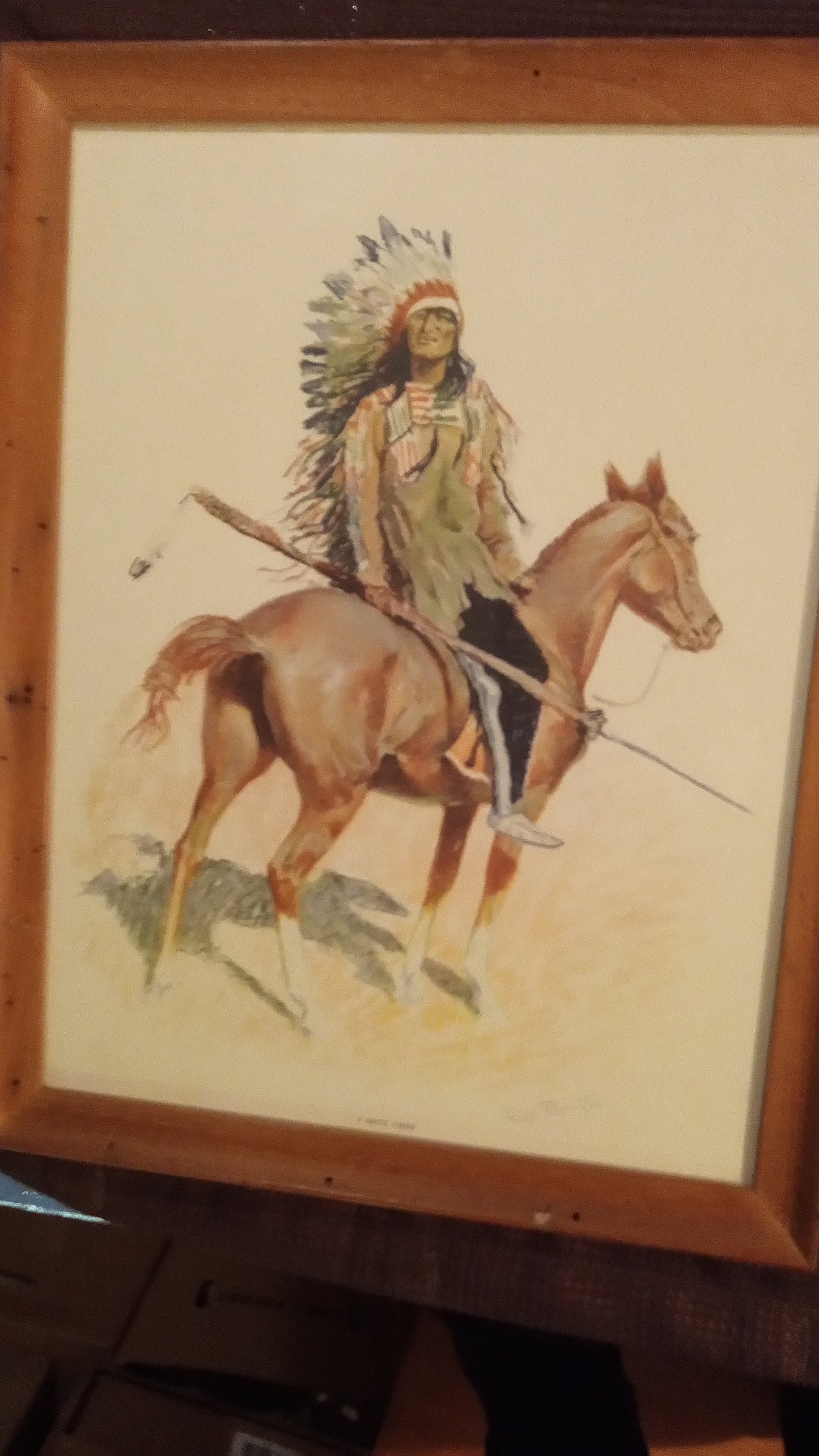 Complete Set of 3 FREDERIC REMINGTON Prints: A Sioux Chief, Arizona Cowboy, Old Ramon | Framed, Glass, Perfect Condition