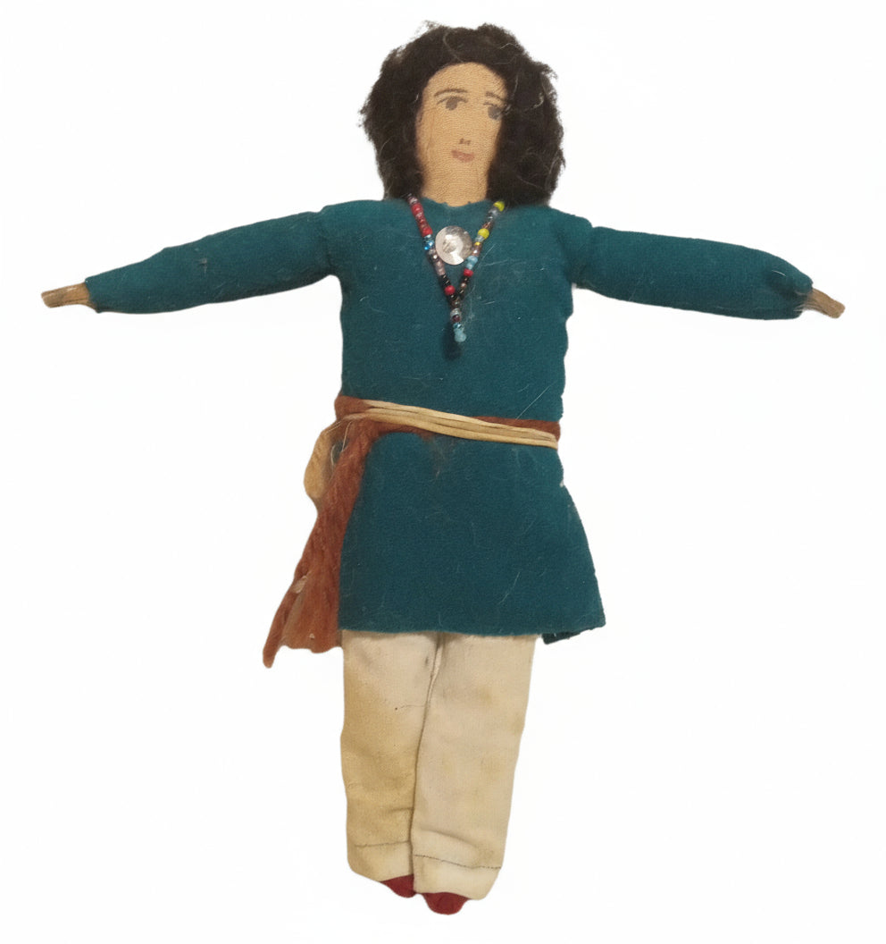 Signed TARA Vintage Native American Papoose Carrier Doll | Handmade Folk Art Figure (8")