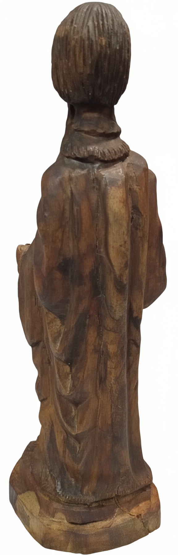 Sacred Journey: Vintage Hand-Carved Olive Wood Moses Statue (Approx. 10") - Holy Land Religious Art