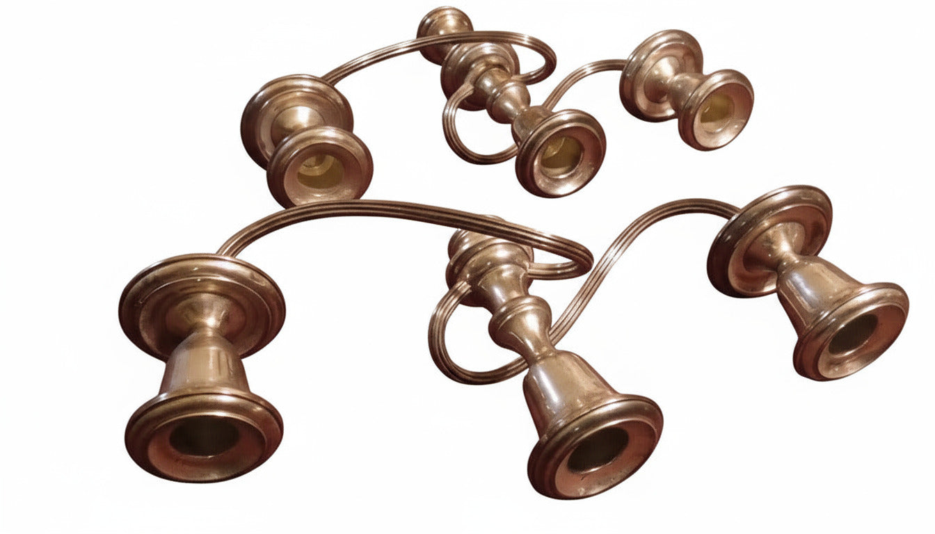 Gorham Sterling Silver Convertible Candelabra Set: 12" Wide Span | 1 Base & 2 Candelabra Arms (3 Pieces Total)