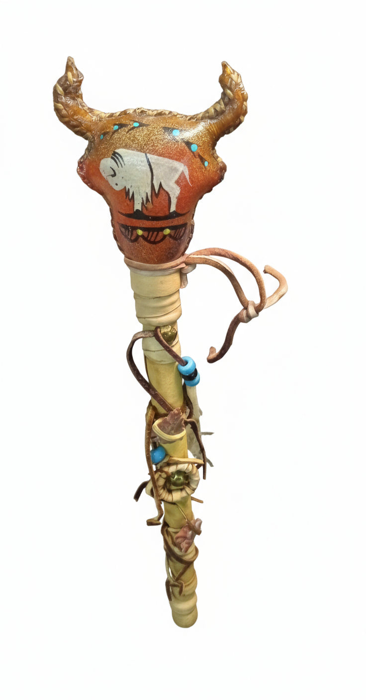 Authentic Navajo Dance Rattle by Mary Apachito (Census #103509) - Handcrafted Native American Spirit Stick