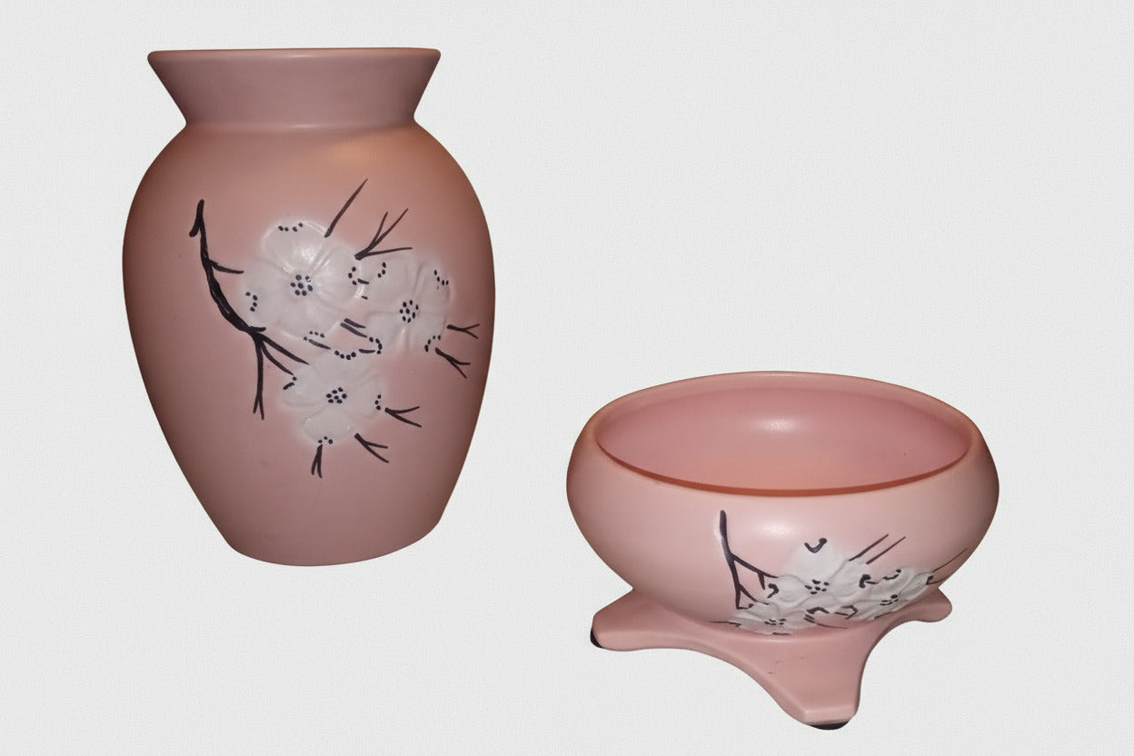 Nice Large Vintage 1950's-60's Pink Rose McCoy Vase (Set Of 2)