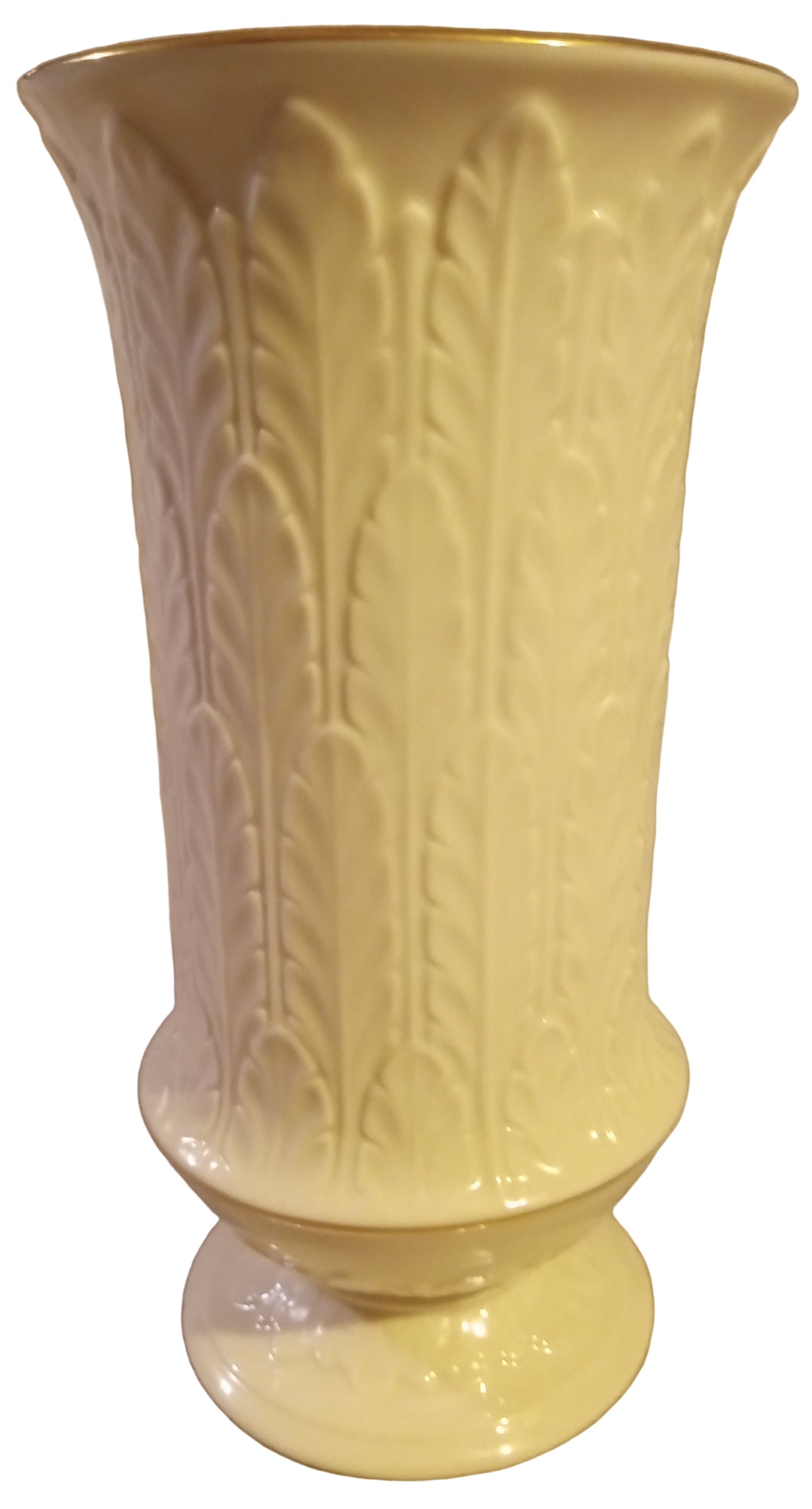 Monumental Lenox Ivory China 24K Gold 12+" Vase | Mint Perfect USA Acanthus Leaf Urn