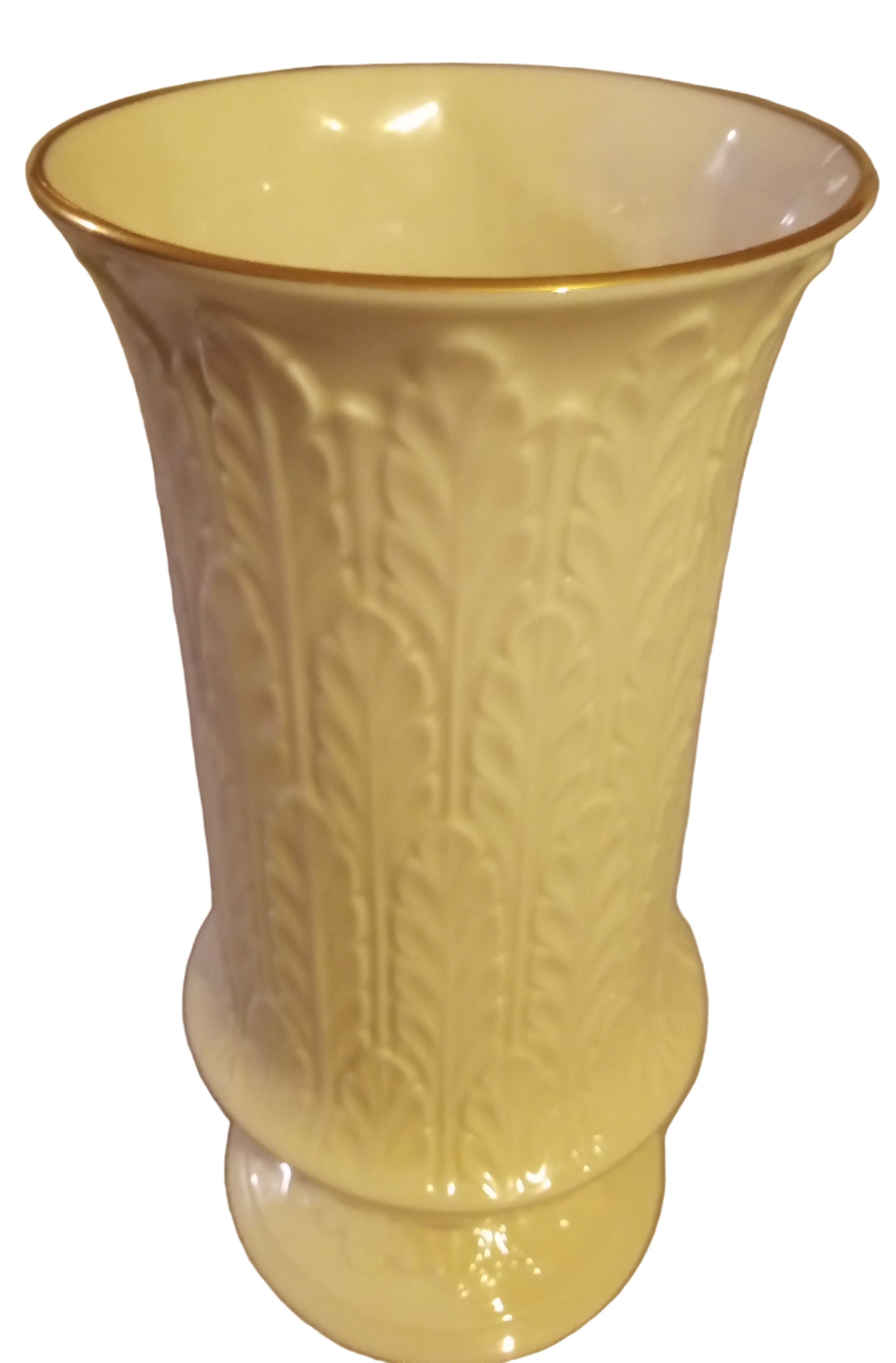 Monumental Lenox Ivory China 24K Gold 12+" Vase | Mint Perfect USA Acanthus Leaf Urn