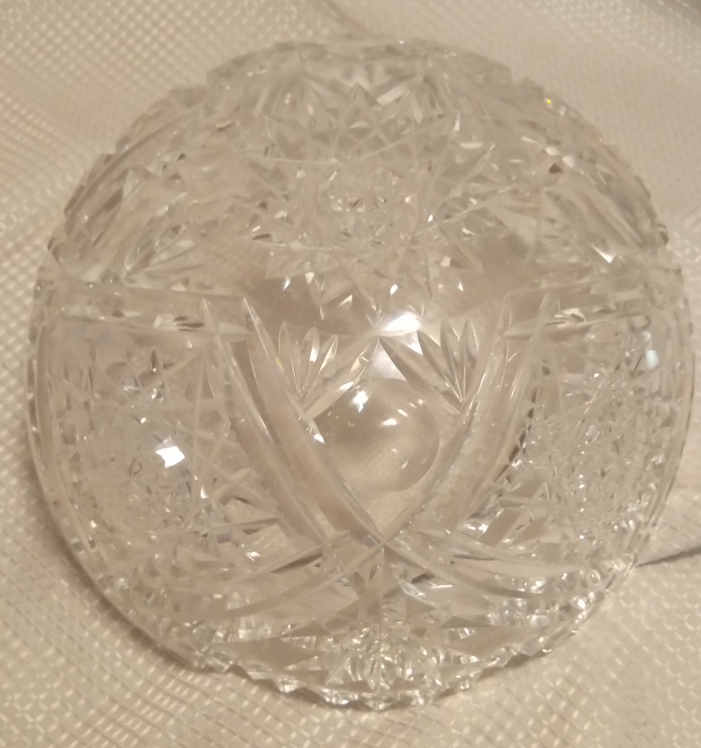 Spectacular Vintage Lead Crystal Centerpiece Bowl - 8" Heavy Brilliant Cut Glass | Early to Mid-Century Elegance