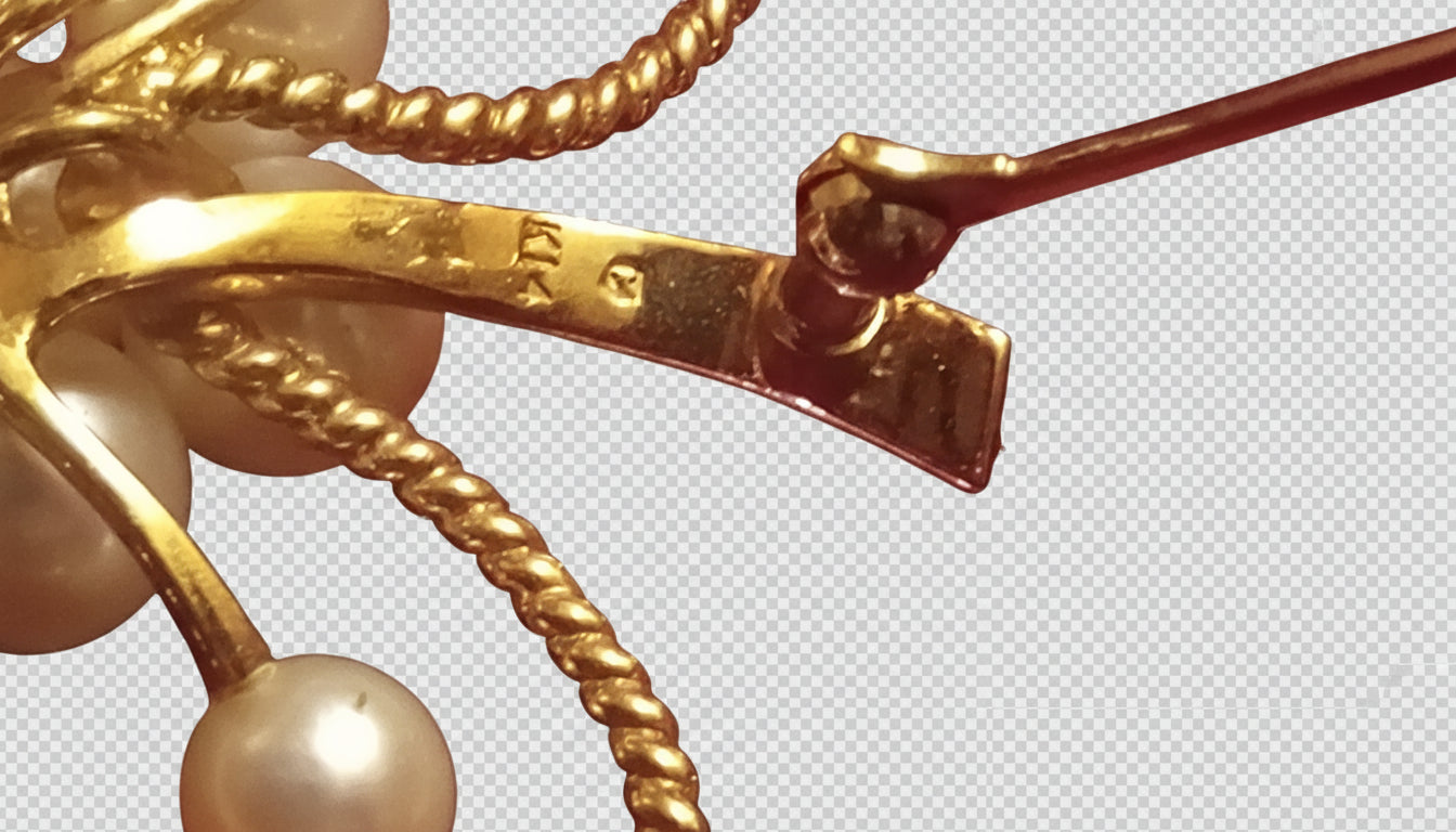 RARE Vintage MIKIMOTO 14K Gold Cultured Pearl Brooch & Screw-Back Earring Set (20.5g)