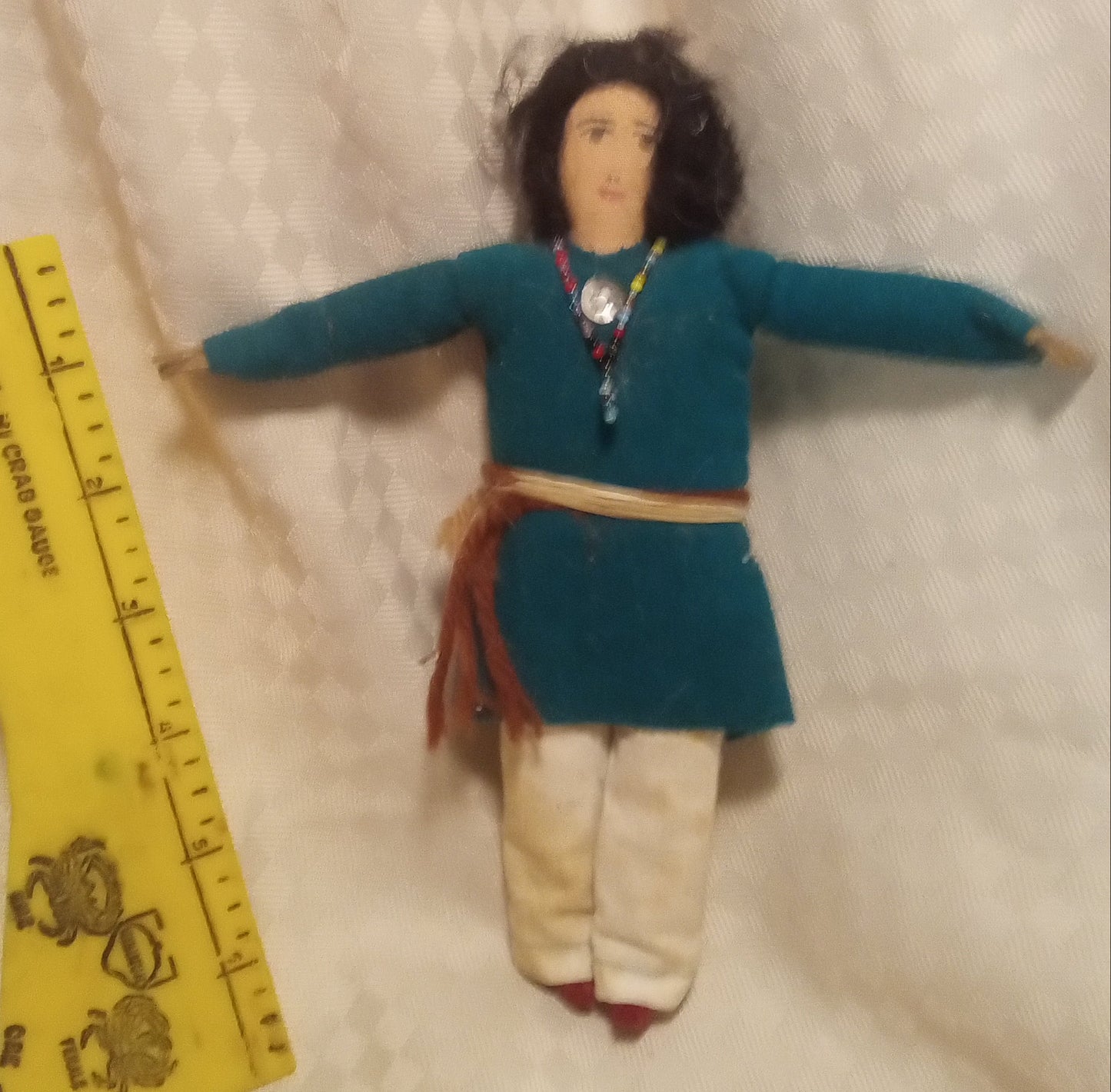 Signed TARA Vintage Native American Papoose Carrier Doll | Handmade Folk Art Figure (8")