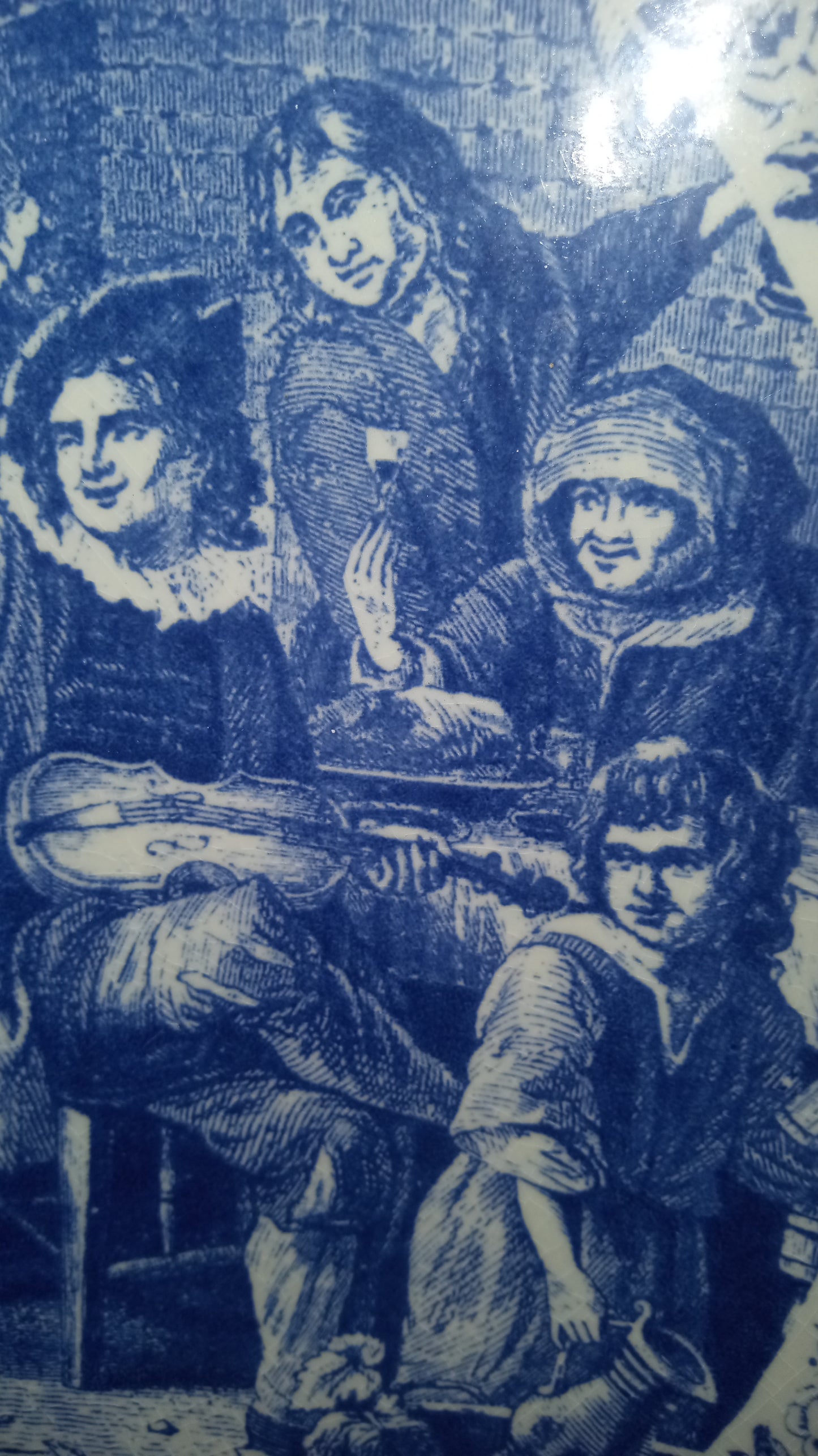 RARE Oversized 11.5" Delfts Blauw Charger Plate - Handpainted Dutch 'Merrymaking' Scene with Dancing Dog!