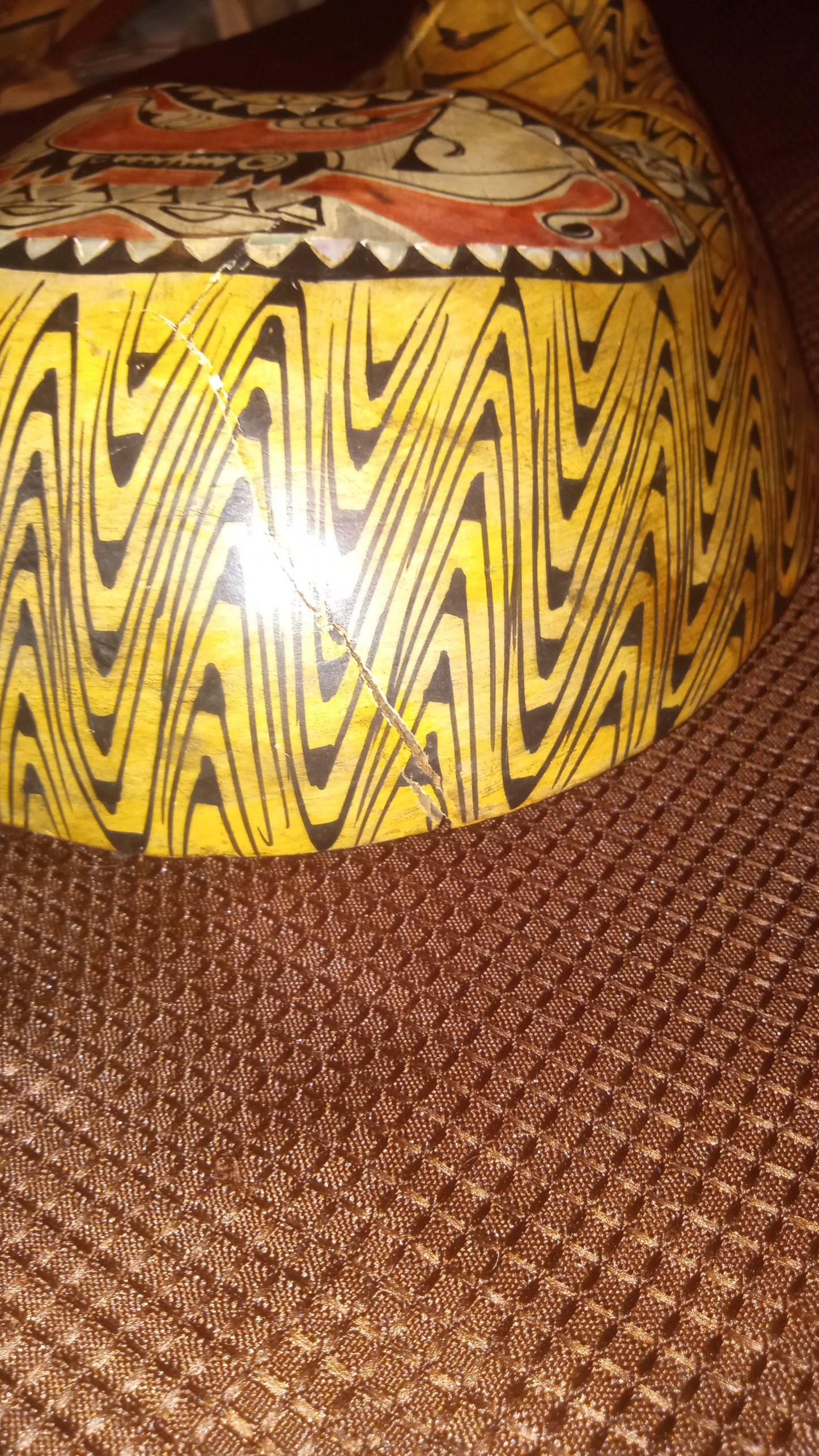 Hand Carved Tribal Mask | Abalone Shell Inlay | Polynesian Folk Art Decor (13" x 8")