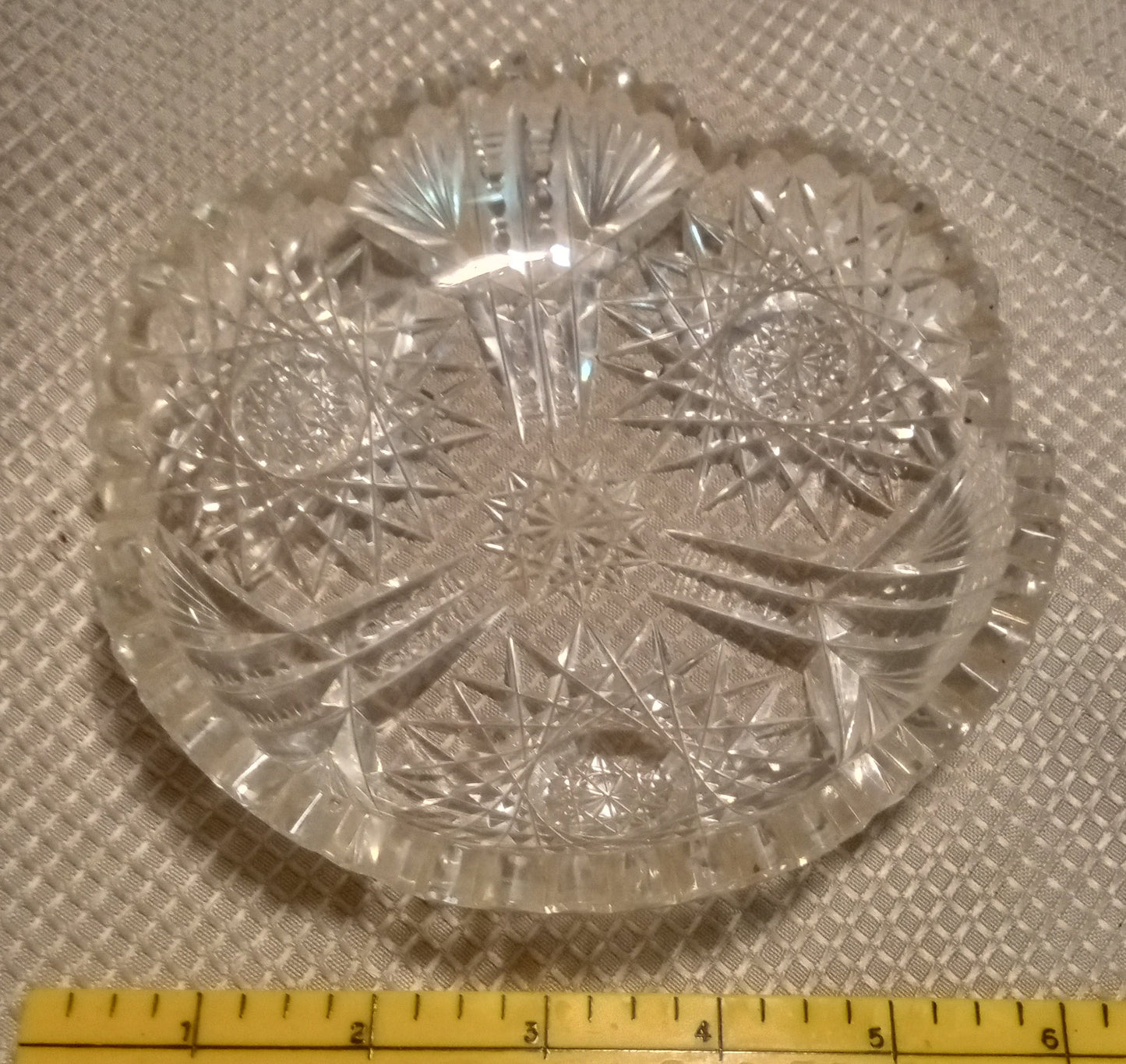 RARE MINT Condition ABP Cut Glass Nappy Bowl | Antique American Brilliant Hobstar & Fan | 100+ Year Old Lead Crystal Dish