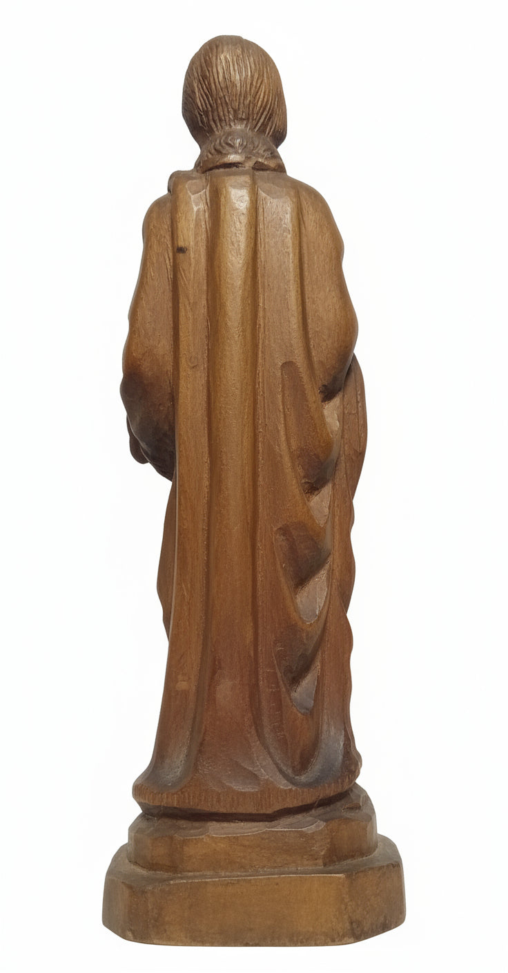 Sacred Journey: Vintage Hand-Carved Olive Wood Moses Statue (Approx. 10") - Holy Land Religious Art