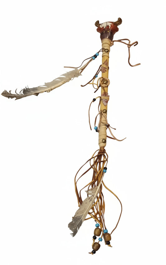 Authentic Navajo Dance Rattle by Mary Apachito (Census #103509) - Handcrafted Native American Spirit Stick