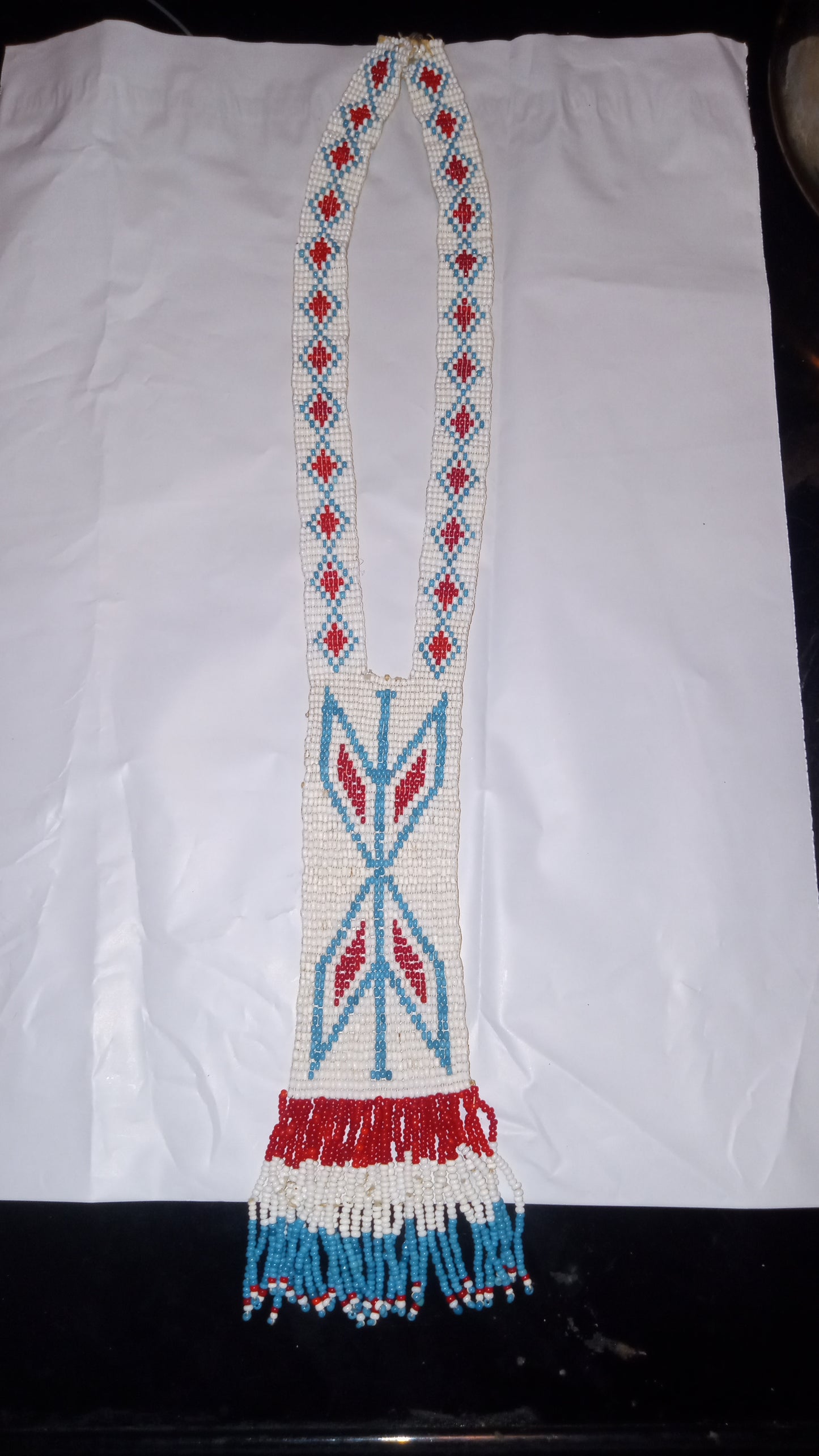 Very Nice Handmade Beaded Necklace Plains Style Estimated Era: Mid-20th Century (1950's-1990)