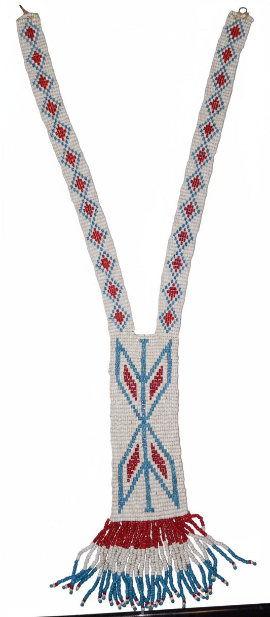 Very Nice Handmade Beaded Necklace Plains Style Estimated Era: Mid-20th Century (1950's-1990)