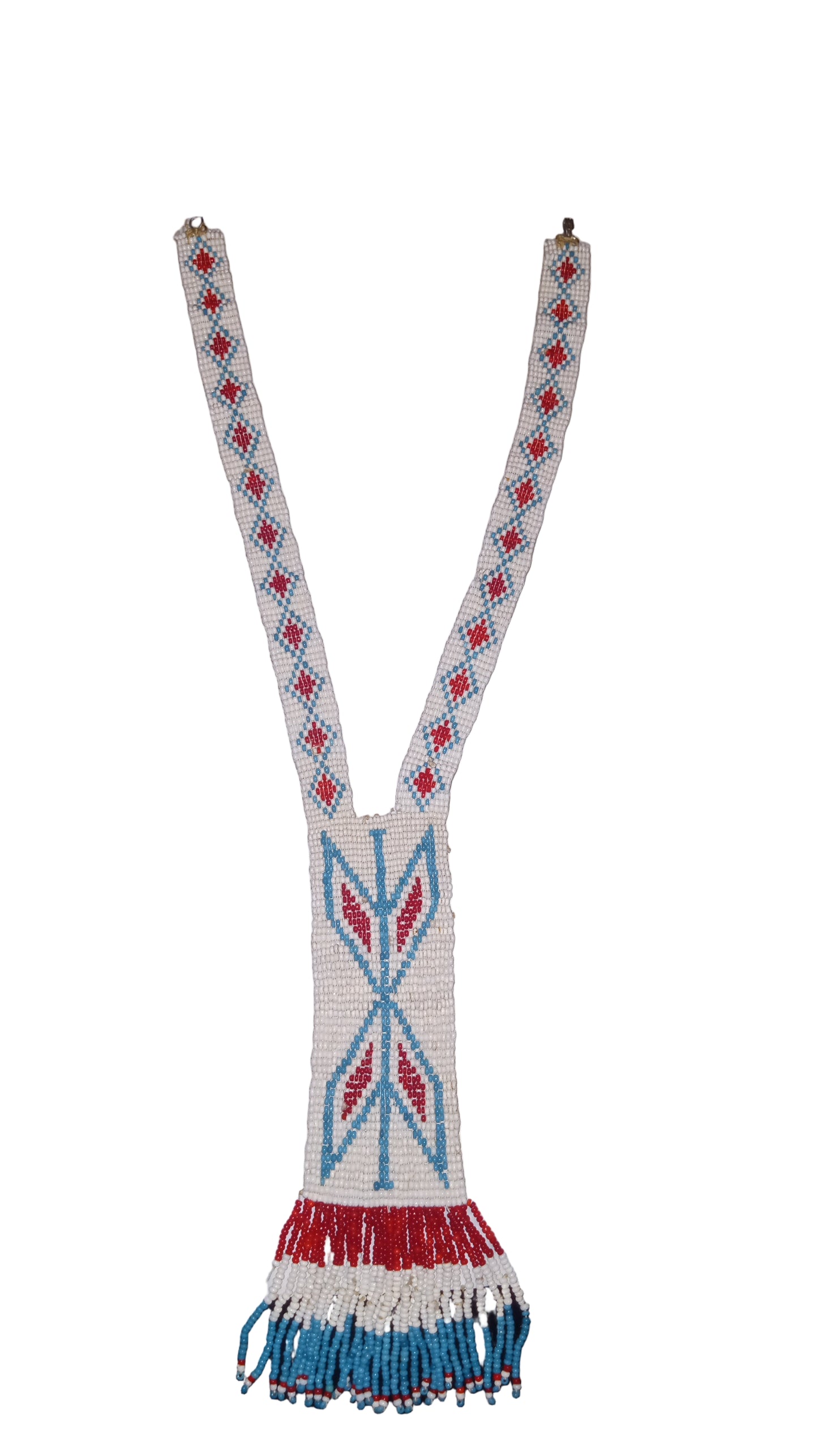 Very Nice Handmade Beaded Necklace Plains Style Estimated Era: Mid-20th Century (1950's-1990)