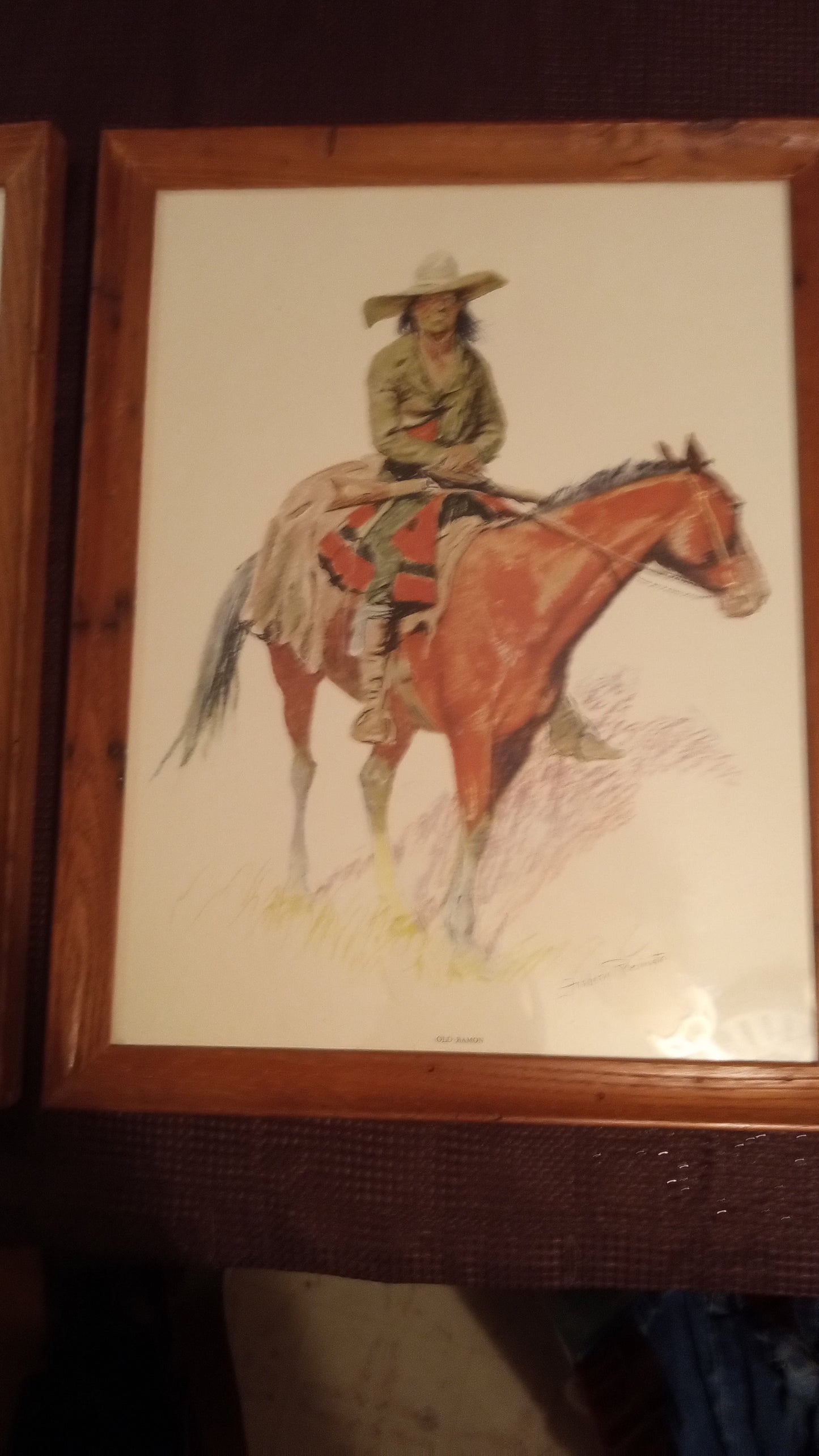 Complete Set of 3 FREDERIC REMINGTON Prints: A Sioux Chief, Arizona Cowboy, Old Ramon | Framed, Glass, Perfect Condition