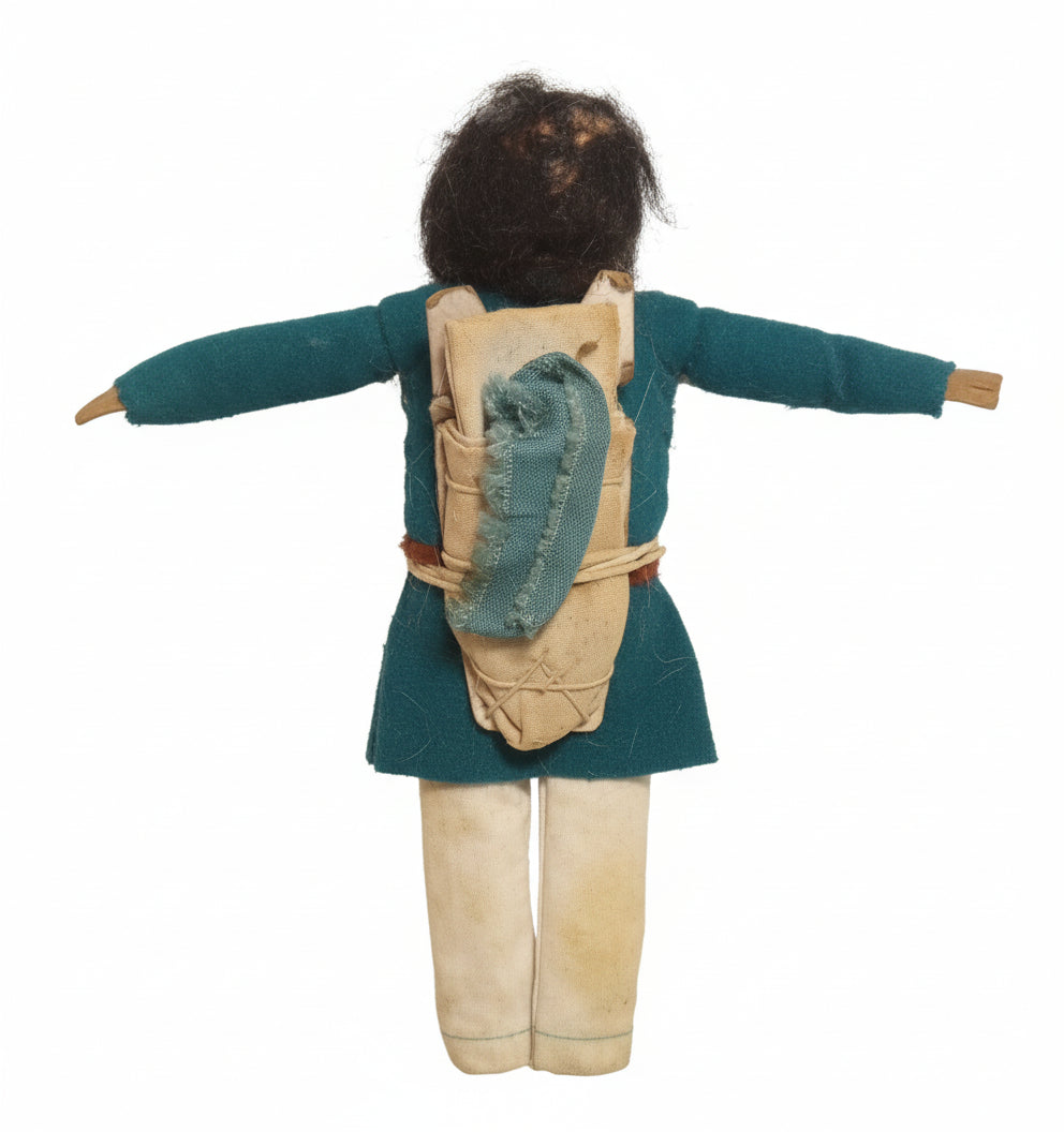 Signed TARA Vintage Native American Papoose Carrier Doll | Handmade Folk Art Figure (8")