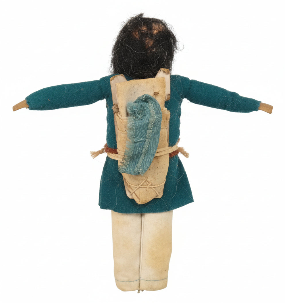 Signed TARA Vintage Native American Papoose Carrier Doll | Handmade Folk Art Figure (8")