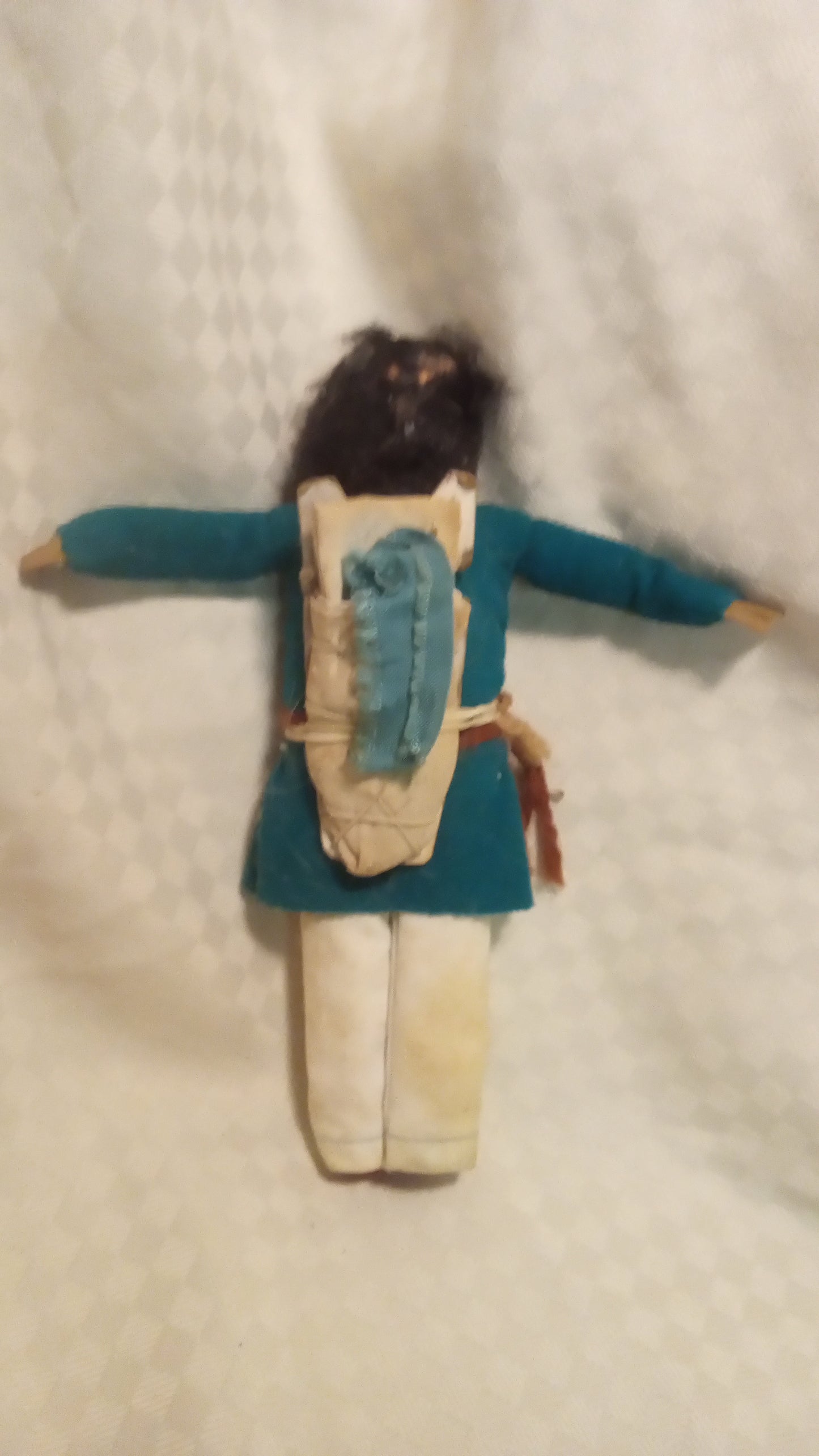 Signed TARA Vintage Native American Papoose Carrier Doll | Handmade Folk Art Figure (8")