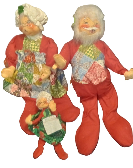 Nice Lot of 3 Annalee Santa and Mrs. Claus figures pair plus bonus Qty.3 dolls!!