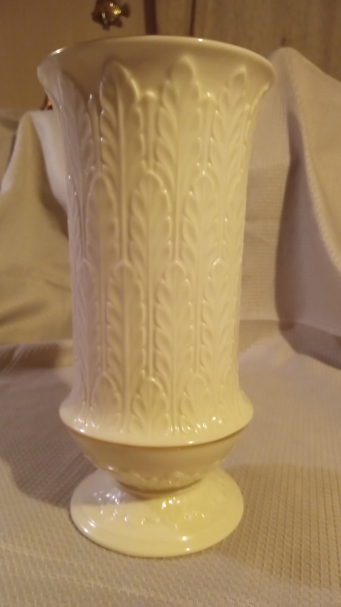 Monumental Lenox Ivory China 24K Gold 12+" Vase | Mint Perfect USA Acanthus Leaf Urn