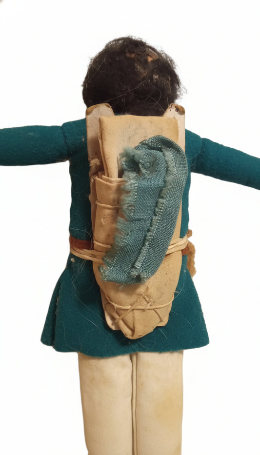 Signed TARA Vintage Native American Papoose Carrier Doll | Handmade Folk Art Figure (8")