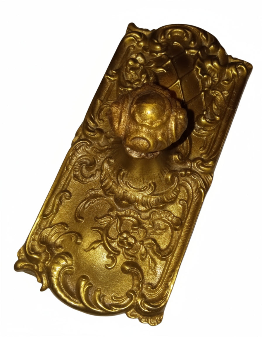 Antique Ornate Brass Ink Blotter Wooden Curved Bottom Highly Detailed