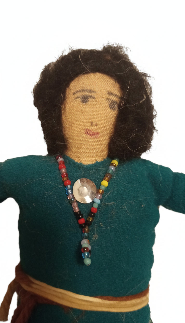 Signed TARA Vintage Native American Papoose Carrier Doll | Handmade Folk Art Figure (8")