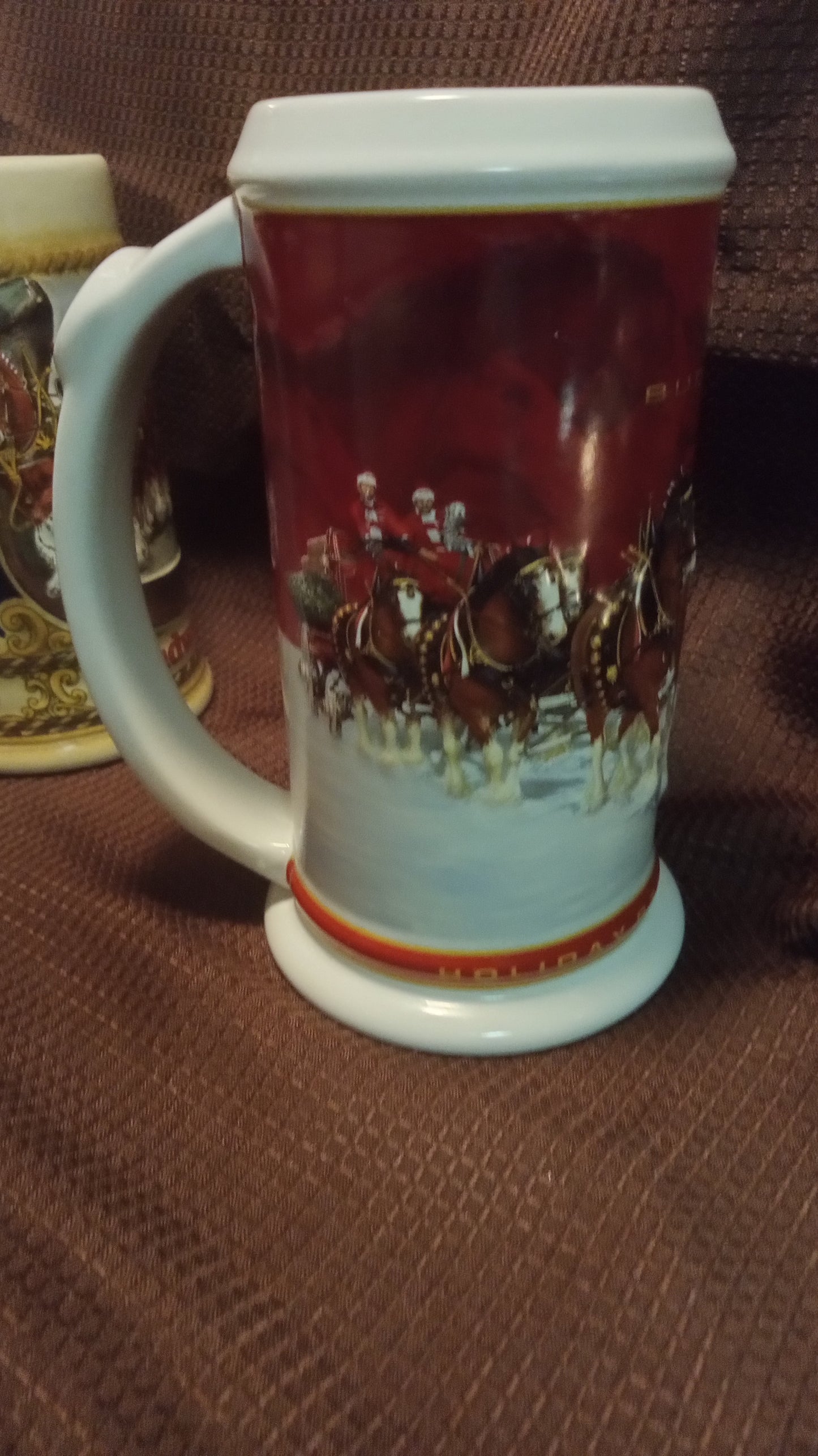 Lot of 6 Mint Budweiser Beer Steins (No Box) – 1992 Oktoberfest, 2004 Holiday Clydesdales, Vintage Ceramarte Collection