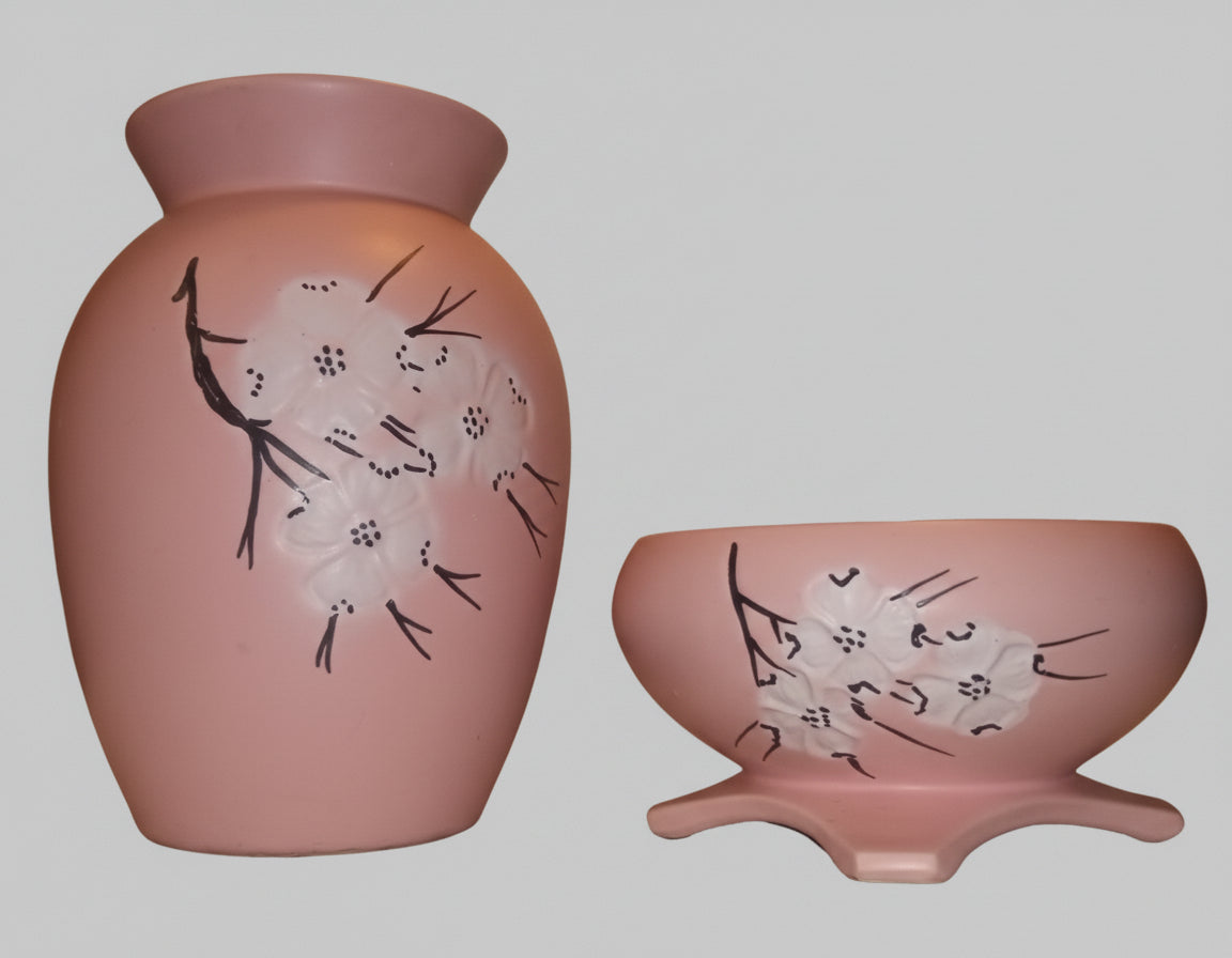 Nice Large Vintage 1950's-60's Pink Rose McCoy Vase (Set Of 2)