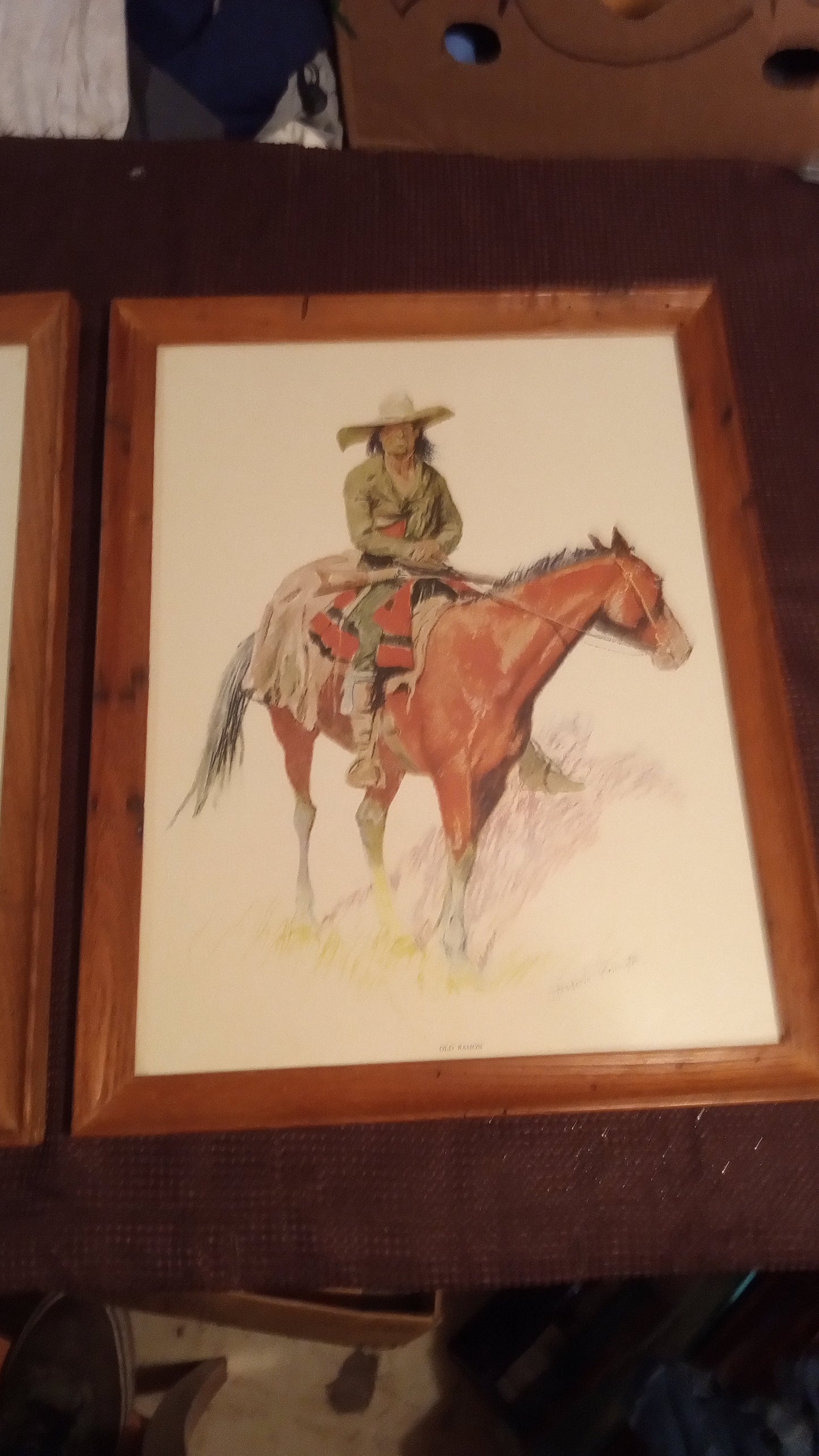 Complete Set of 3 FREDERIC REMINGTON Prints: A Sioux Chief, Arizona Cowboy, Old Ramon | Framed, Glass, Perfect Condition