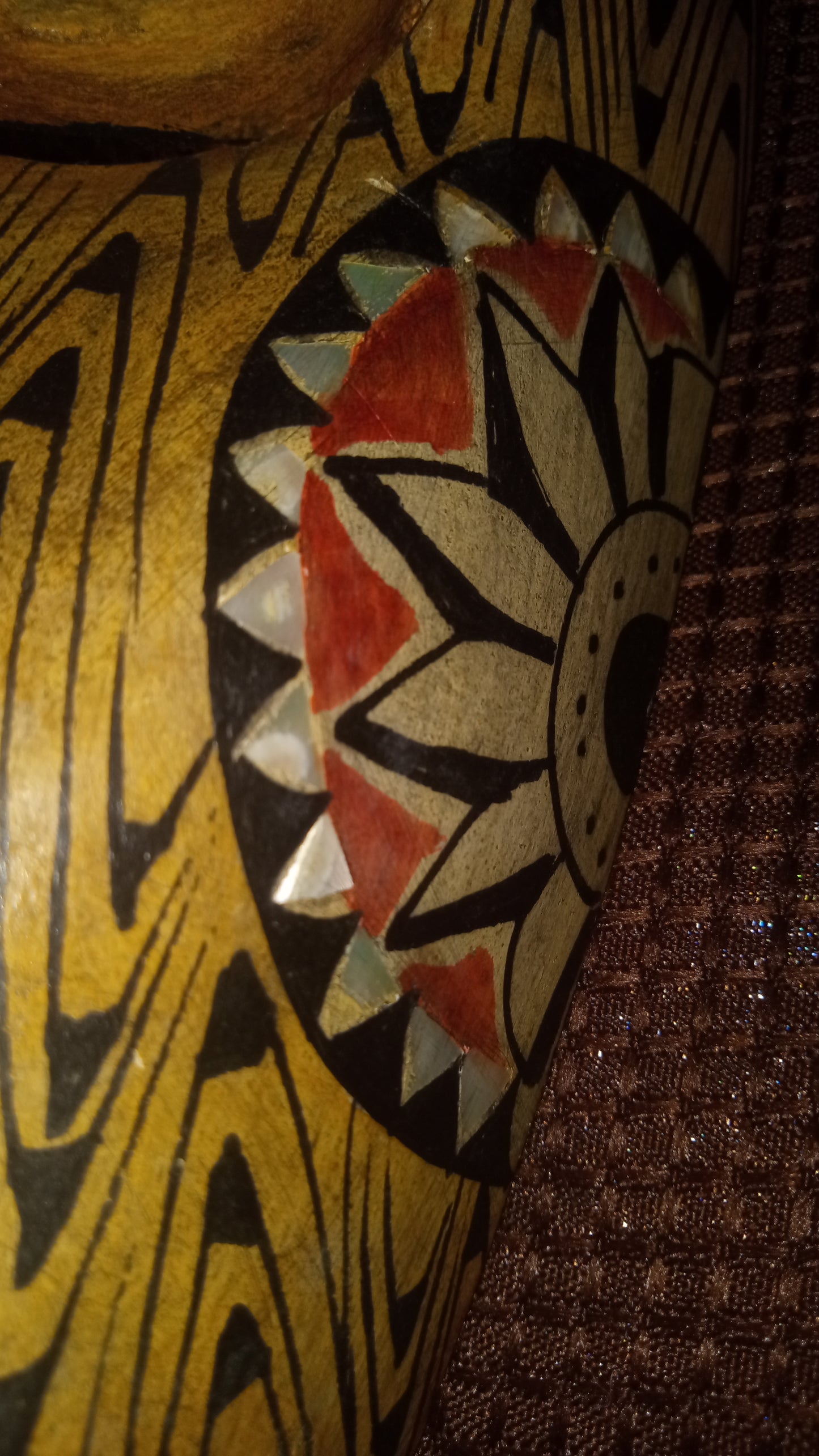 Hand Carved Tribal Mask | Abalone Shell Inlay | Polynesian Folk Art Decor (13" x 8")