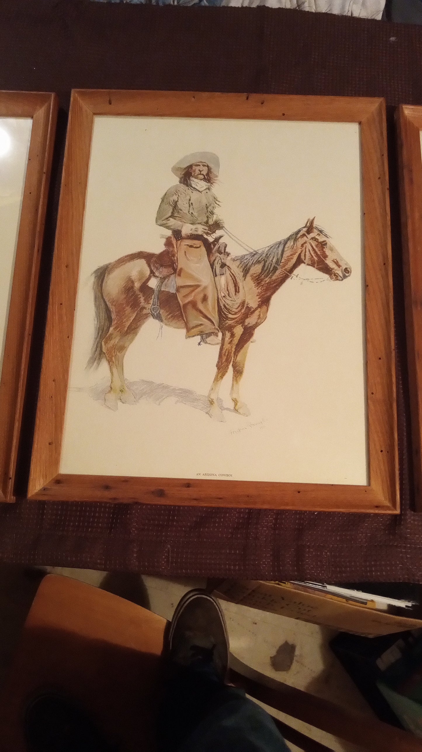 Complete Set of 3 FREDERIC REMINGTON Prints: A Sioux Chief, Arizona Cowboy, Old Ramon | Framed, Glass, Perfect Condition