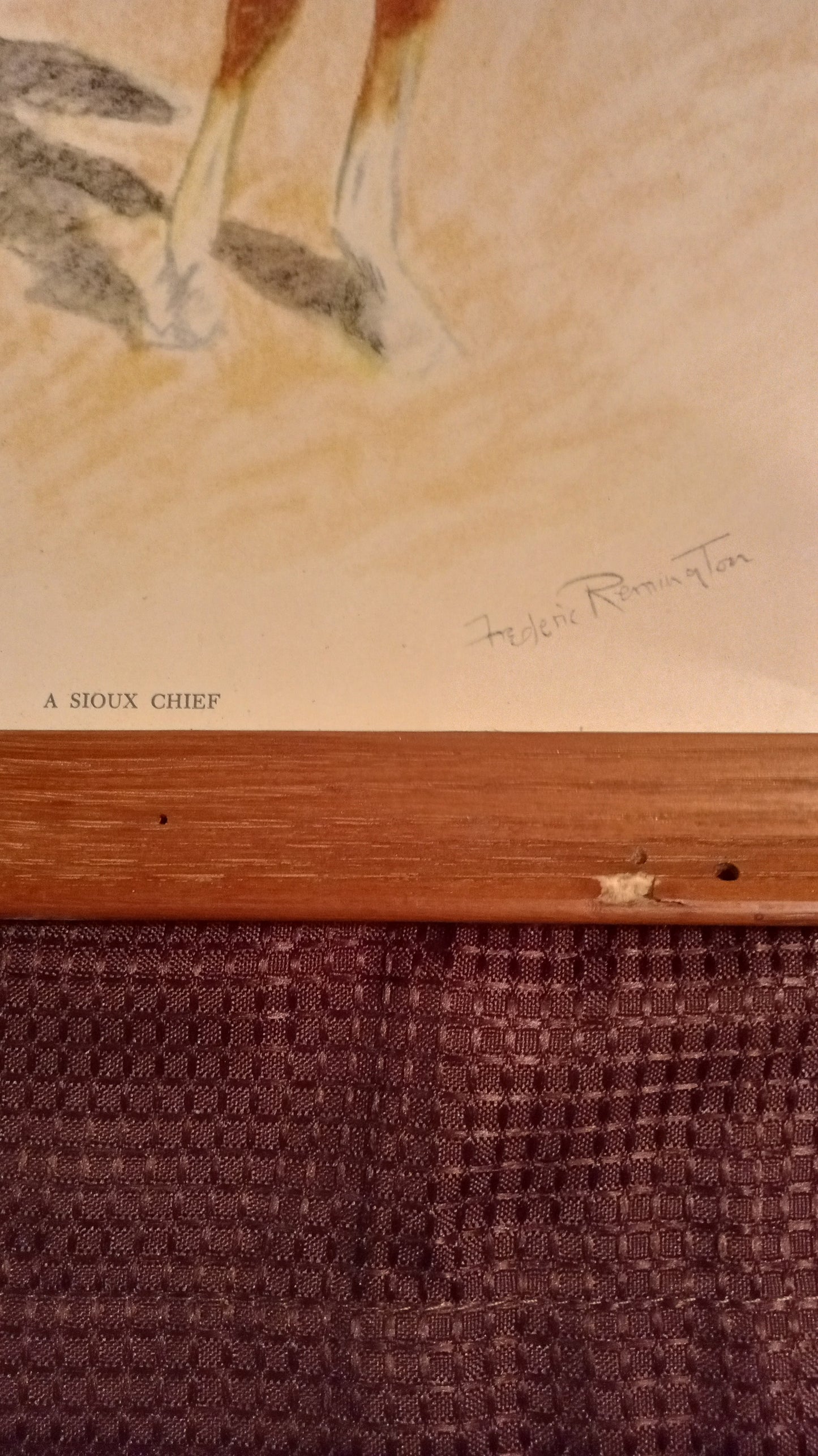 Complete Set of 3 FREDERIC REMINGTON Prints: A Sioux Chief, Arizona Cowboy, Old Ramon | Framed, Glass, Perfect Condition